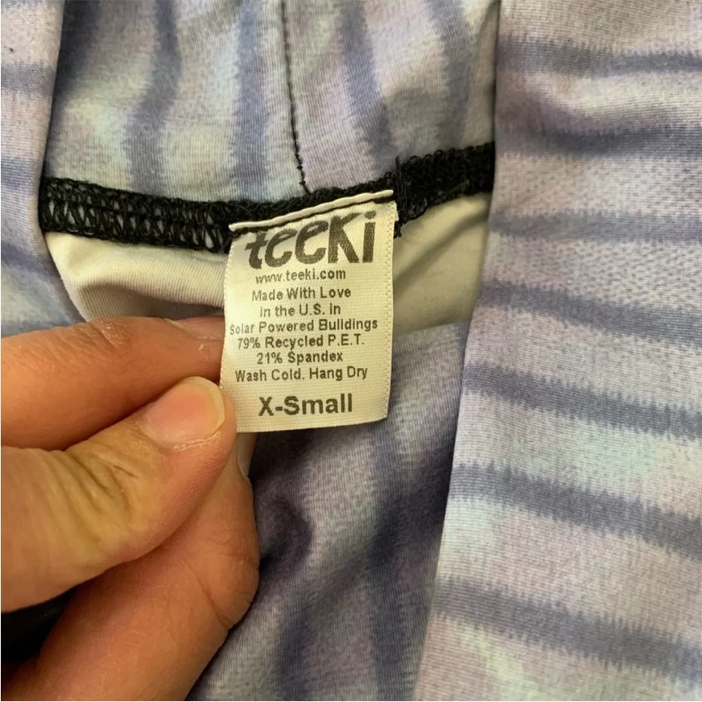 Teeki Tribe Blue Striped Leggings “Hot Pants” w/matching leg warmers - Picture 7 of 10